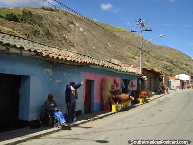 Cosas de la pluma vistosas para venta en el borde del camino en El Paramo. (640x480px). Venezuela, Sudamerica.