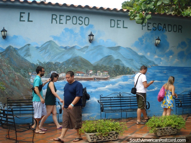 'El Reposo del Pescador' wall mural in Puerto Colombia. (640x480px). Venezuela, South America.