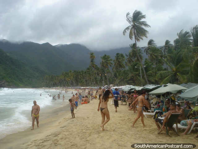No inïcio de janeiro, um tempo ocupado na praia na Porto Colômbia. (640x480px). Venezuela, América do Sul.