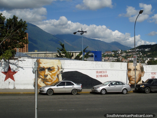 Francisco de Miranda (1750-1816) - revolucionario y Pedro Gual (1783-1862) - ex Presidente, pintura mural en Caracas. (640x480px). Venezuela, Sudamerica.