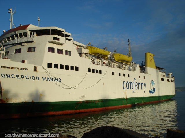The Conferry takes passengers and cars from Puerto La Cruz to Porlamar. (640x480px). Venezuela, South America.