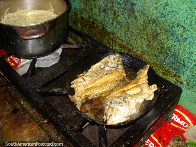Typical meal at La Restinga, fish for breakfast, lunch and dinner on Isla Margarita. (640x480px). Venezuela, South America.