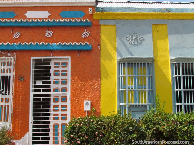 Beautiful orange and yellow historical houses in Maracaibo. (640x480px). Venezuela, South America.