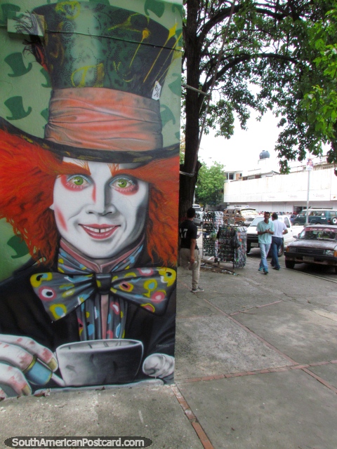 Madhatter drinks tea mural in Carora. (480x640px). Venezuela, South America.