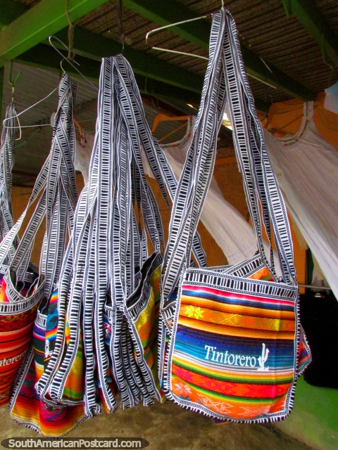 El Tintorero rainbow colored bags. (480x640px). Venezuela, South America.