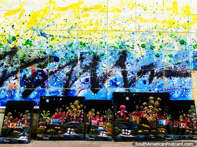 Pinturas de óleo em contextos pretos em El Tintorero. (640x480px). Venezuela, América do Sul.