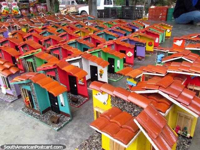 Miniature houses for sale at the markets in Quibor. (640x480px). Venezuela, South America.