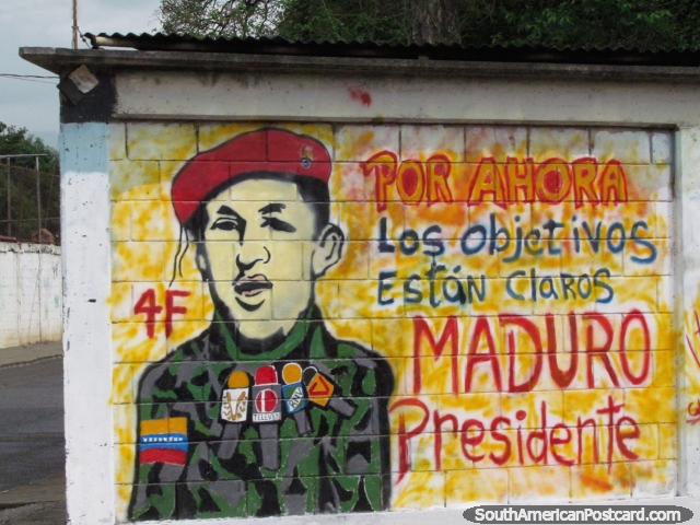 Chavez votes for Maduro, election messages in Barquisimeto. (640x480px). Venezuela, South America.