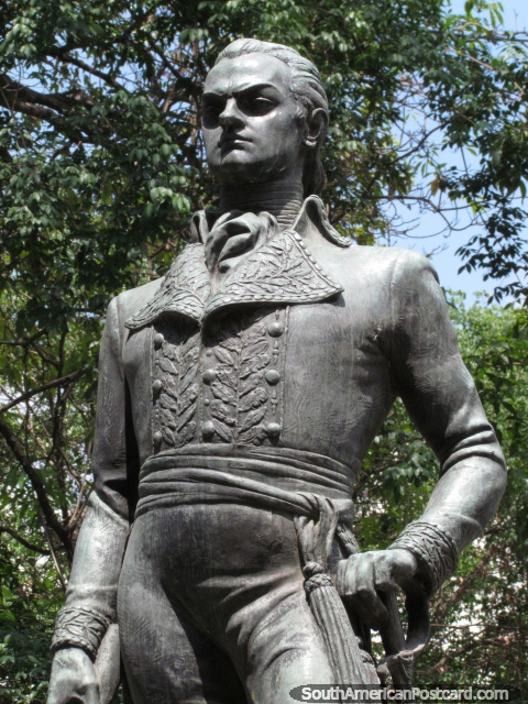 O revolucionrio venezuelano Francisco de Miranda (1750-1816) esttua em Barcelona. (480x640px). Venezuela, Amrica do Sul.