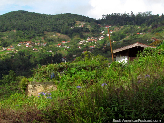 La vista de la ladera y Alemn disea casas en Colonia Tovar. (640x480px). Venezuela, Sudamerica.