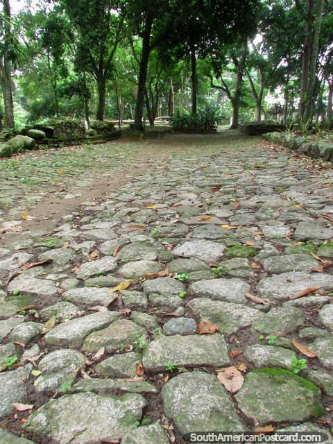The cobblestone paths around the ruins of Park El Fuerte - San Felipe. (480x640px). Venezuela, South America.