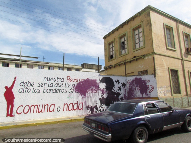 'Comuna o Nada', imagem de Chávez, arte de parede em Coro. (640x480px). Venezuela, América do Sul.