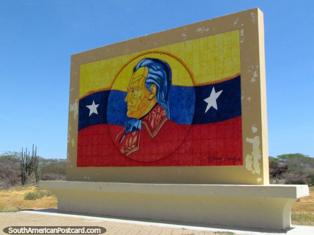 Francisco de Miranda, huge billboard-sized artwork between Colina and Coro. (640x480px). Venezuela, South America.