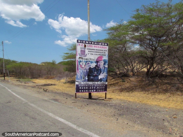 Poster of President Chavez on the road out to Punto Fijo. (640x480px). Venezuela, South America.