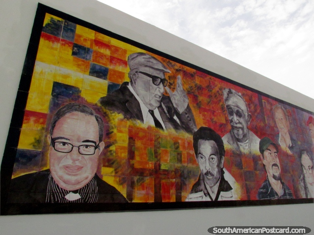 Close-up of the 1st part of the huge mural of faces in Punto Fijo. (640x480px). Venezuela, South America.