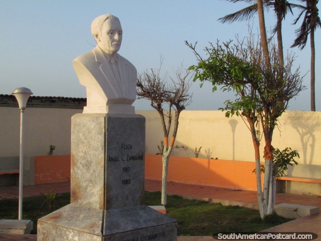 Angel C. Zambrano (1917-1983) bust in Adicora, he fought for democracy. (640x480px). Venezuela, South America.