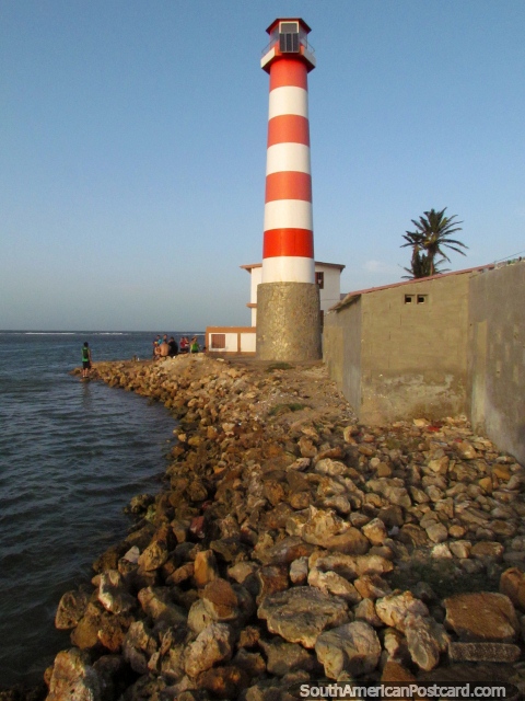 The lighthouse on the point in Adicora before sunset. (480x640px). Venezuela, South America.