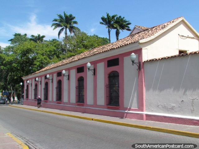Edificio histórico rosado con Plaza Lara detrás en Barquisimeto. (640x480px). Venezuela, Sudamerica.