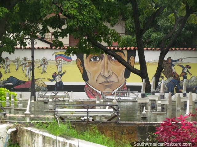 Pintura mural que representa batallas en Barquisimeto. (640x480px). Venezuela, Sudamerica.