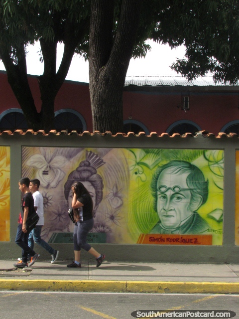 Simon Rodriguez, o bicentenário cobriu com telhas o mural em Acarigua. (480x640px). Venezuela, América do Sul.