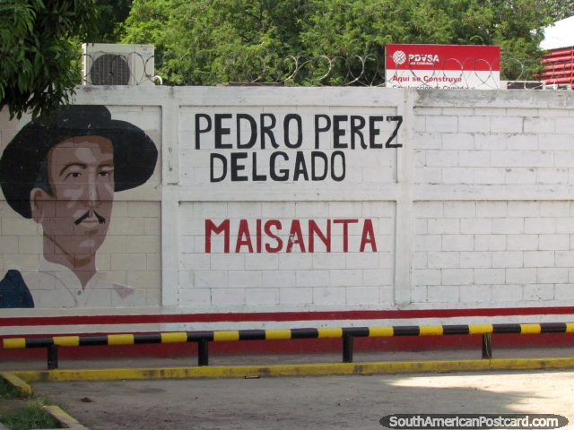 Pedro Perez Delgado - Maisanta, mural en la pared en Barinas. (640x480px). Venezuela, Sudamerica.