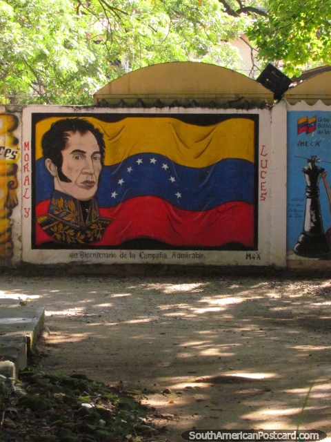 'Moral y Luces', Simn Bolvar mural de la pared en una escuela en Barinas. (480x640px). Venezuela, Sudamerica.