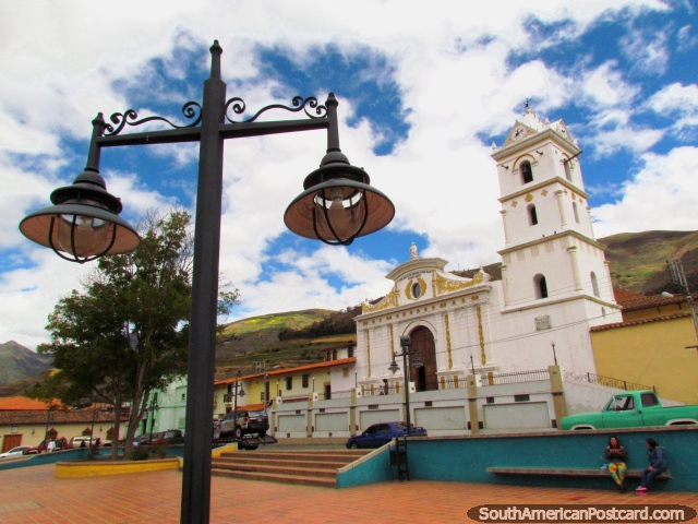Church Iglesia Santa Lucia beside the plaza in Mucuchies. (640x480px). Venezuela, South America.