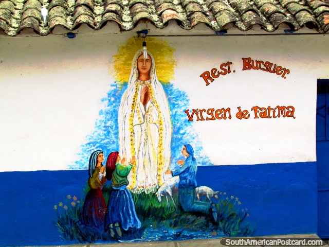 Pintura mural de Virgen de Fatima en La Toma cerca de Mucuchies. (640x480px). Venezuela, Sudamerica.