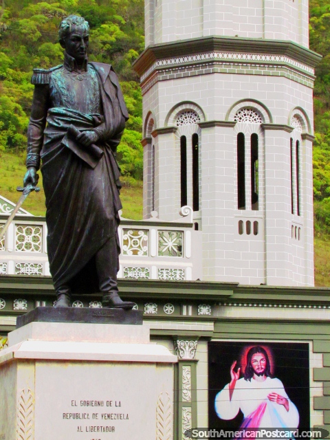 Simon Bolivar and Jesus, at the plaza in Timotes. (480x640px). Venezuela, South America.