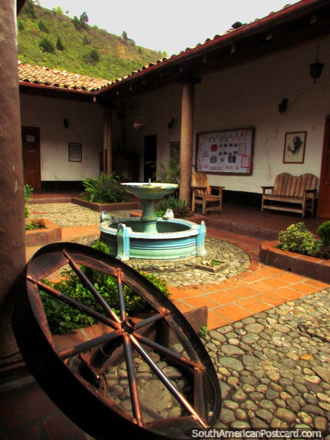 The cobblestone courtyard at the Timotes cultural house. (480x640px). Venezuela, South America.