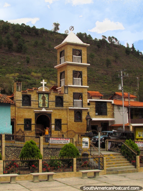 Church St. Benedict Chapel beside Plaza Miranda in Timotes. (480x640px). Venezuela, South America.